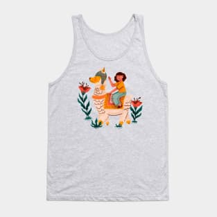 Girl Riding Alpaca Tank Top